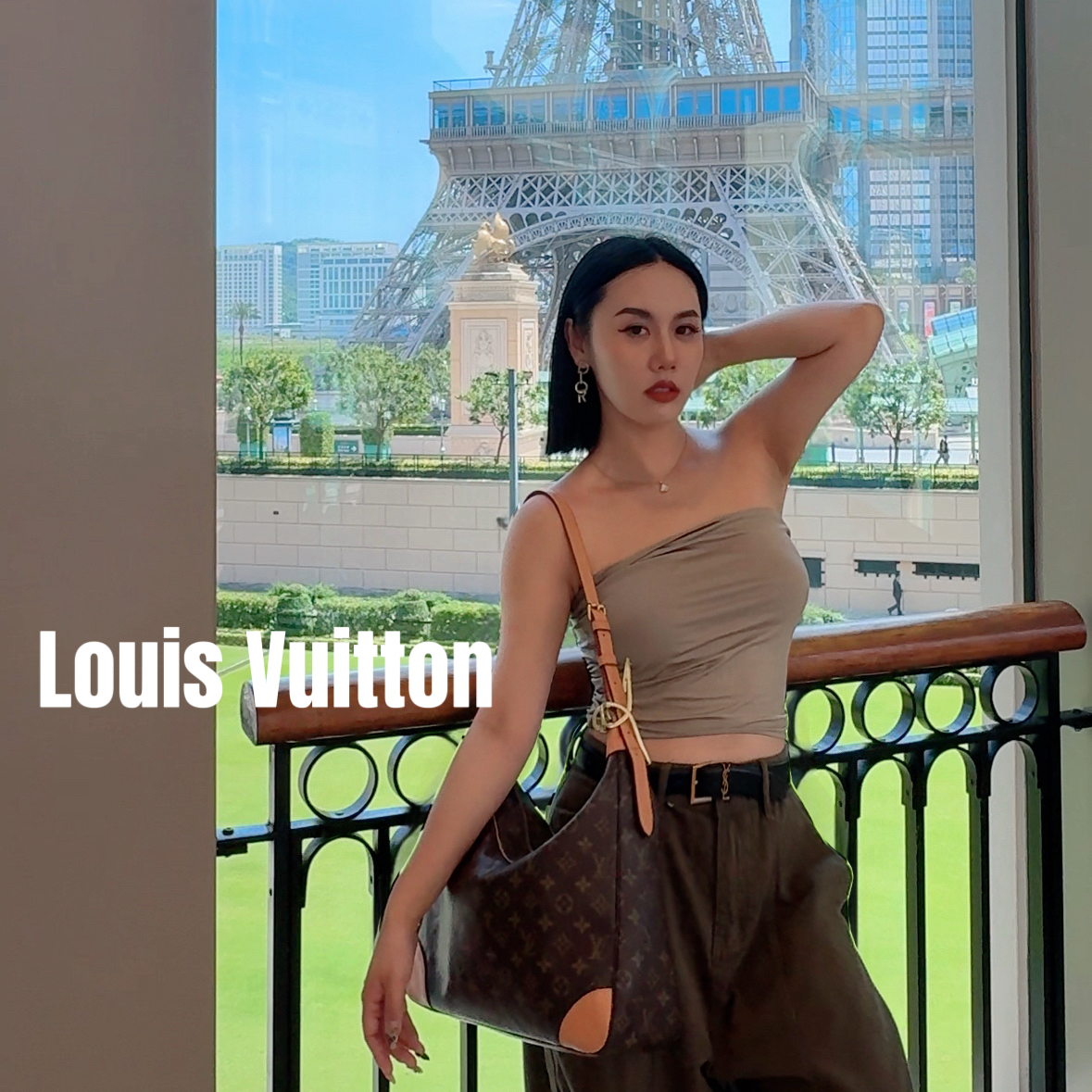 修复品8615277/LouisVuitton/路易威登老花大号牛角包