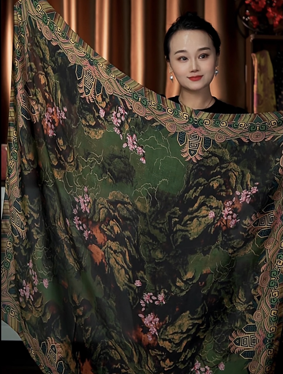 繁花似锦110左右时尚百搭方巾中国丝巾优雅旅游复古围巾防晒披肩