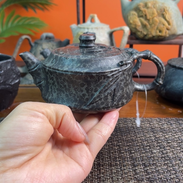 温***伤冰碛岩竹节石壶茶具