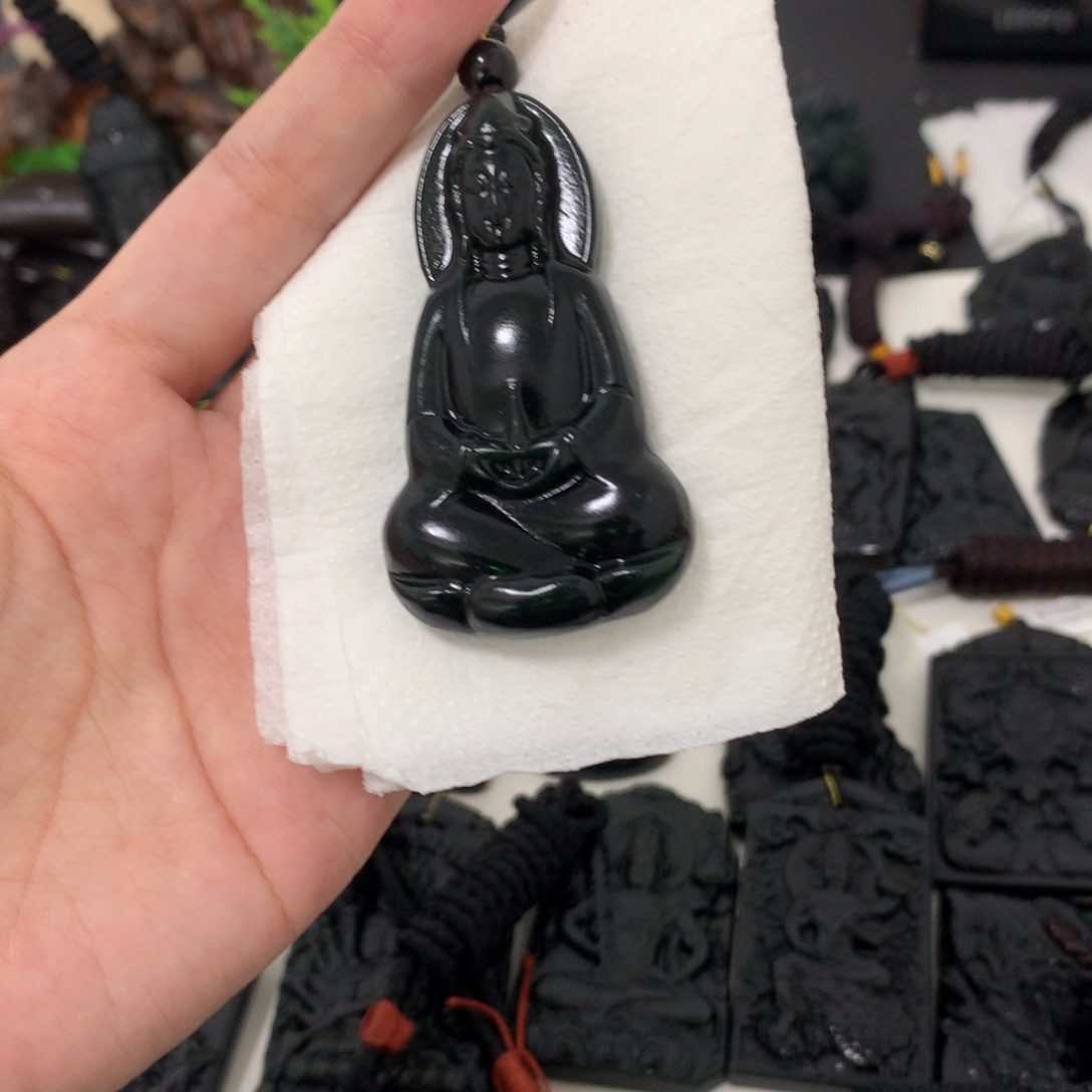 天然缅甸a货钢琴黑挂件
