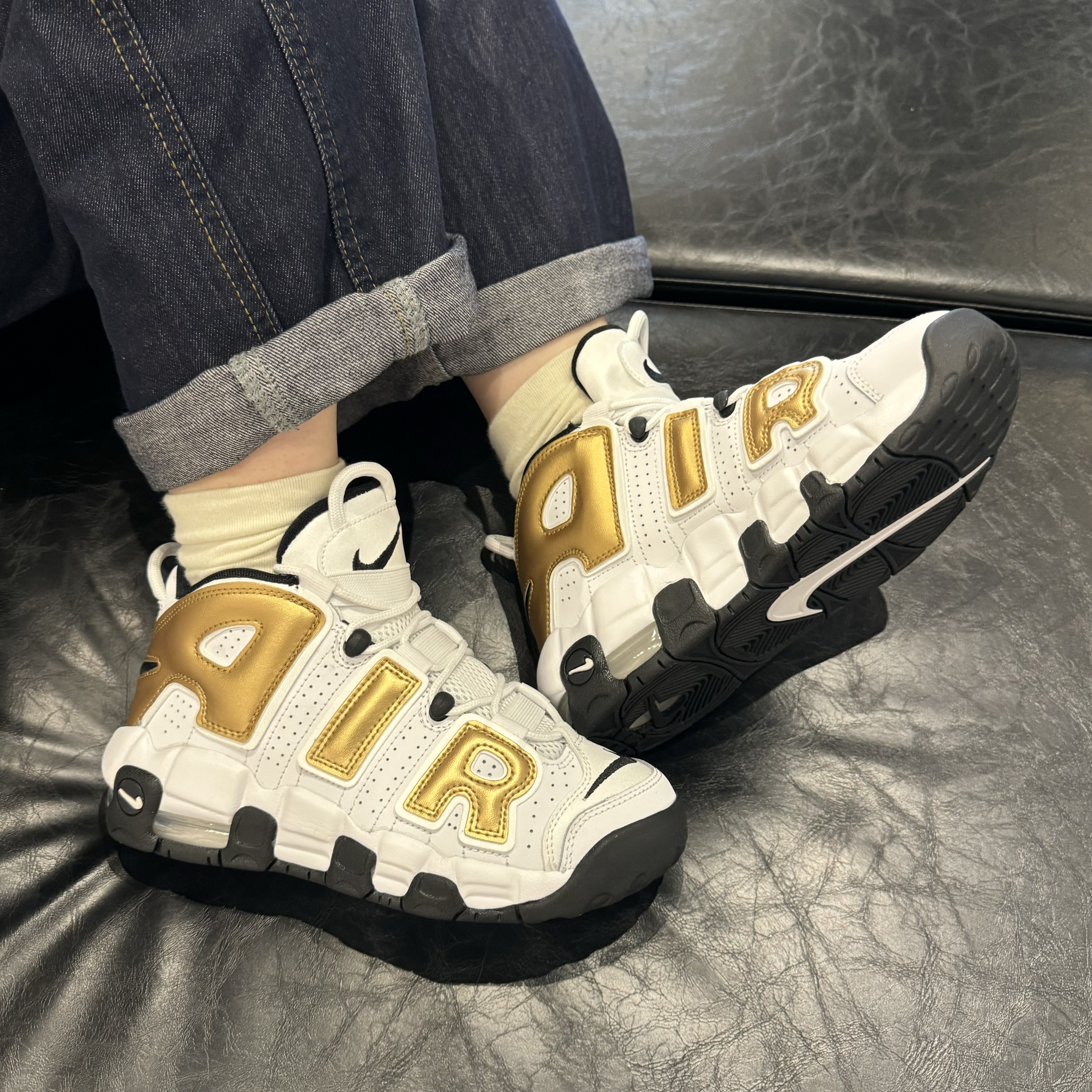 耐克 AIR MORE UPTEMPO (GS)珠光鎏金皮蓬时尚休闲鞋 IO7601-171