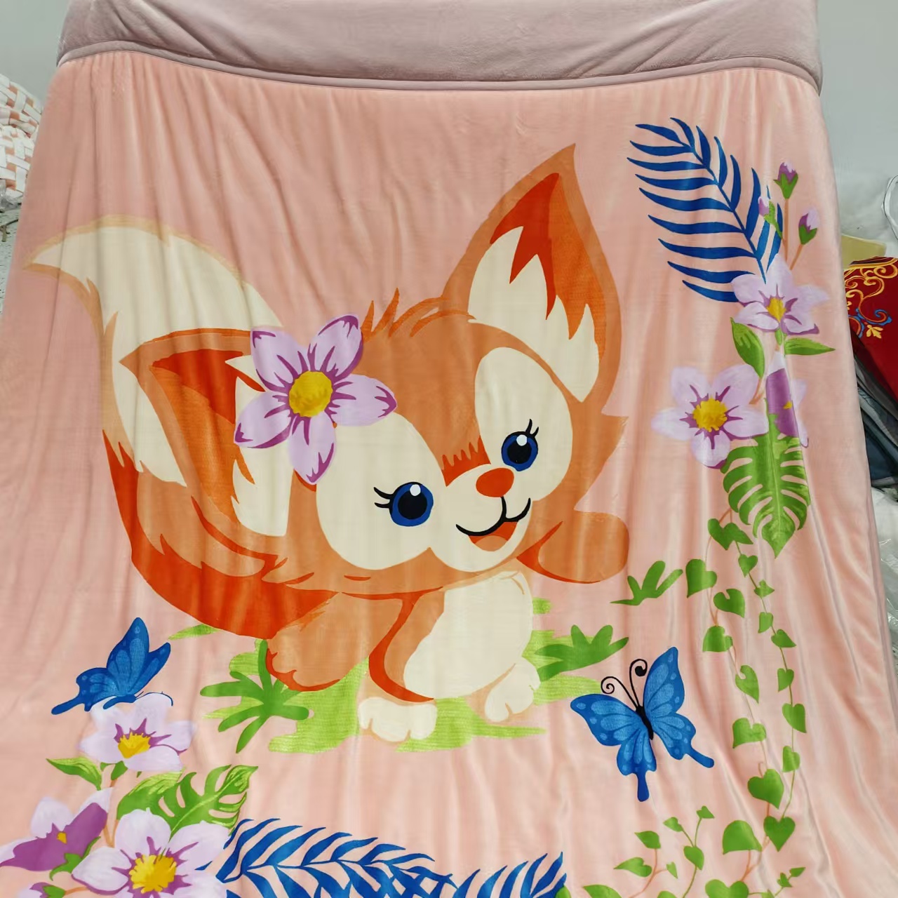 大版狐狸双人2.0*2.3被子加厚三层多功能奶绒夹棉印花