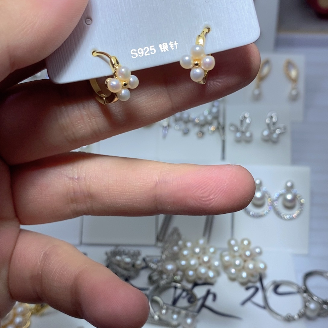 耳饰淡水珍珠银S925镶嵌