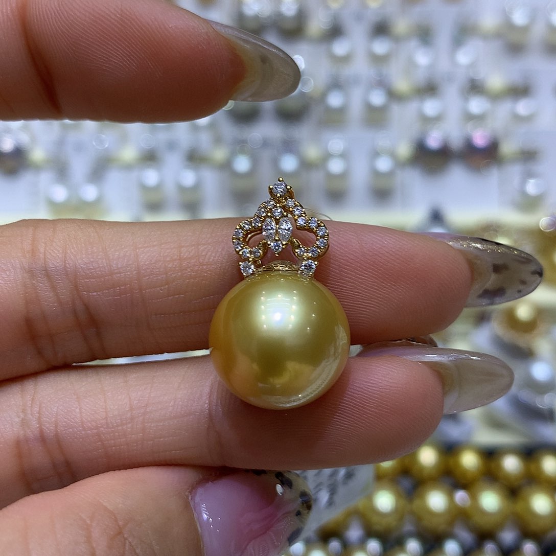 海水珍珠吊坠(不含链)18K金镶嵌15/16mm