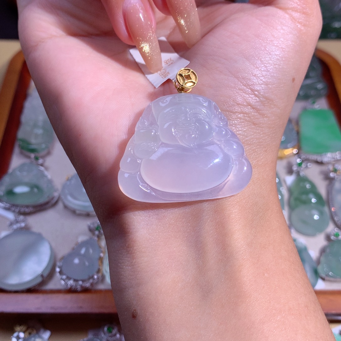 翡翠吊坠(不含链)18K金镶嵌