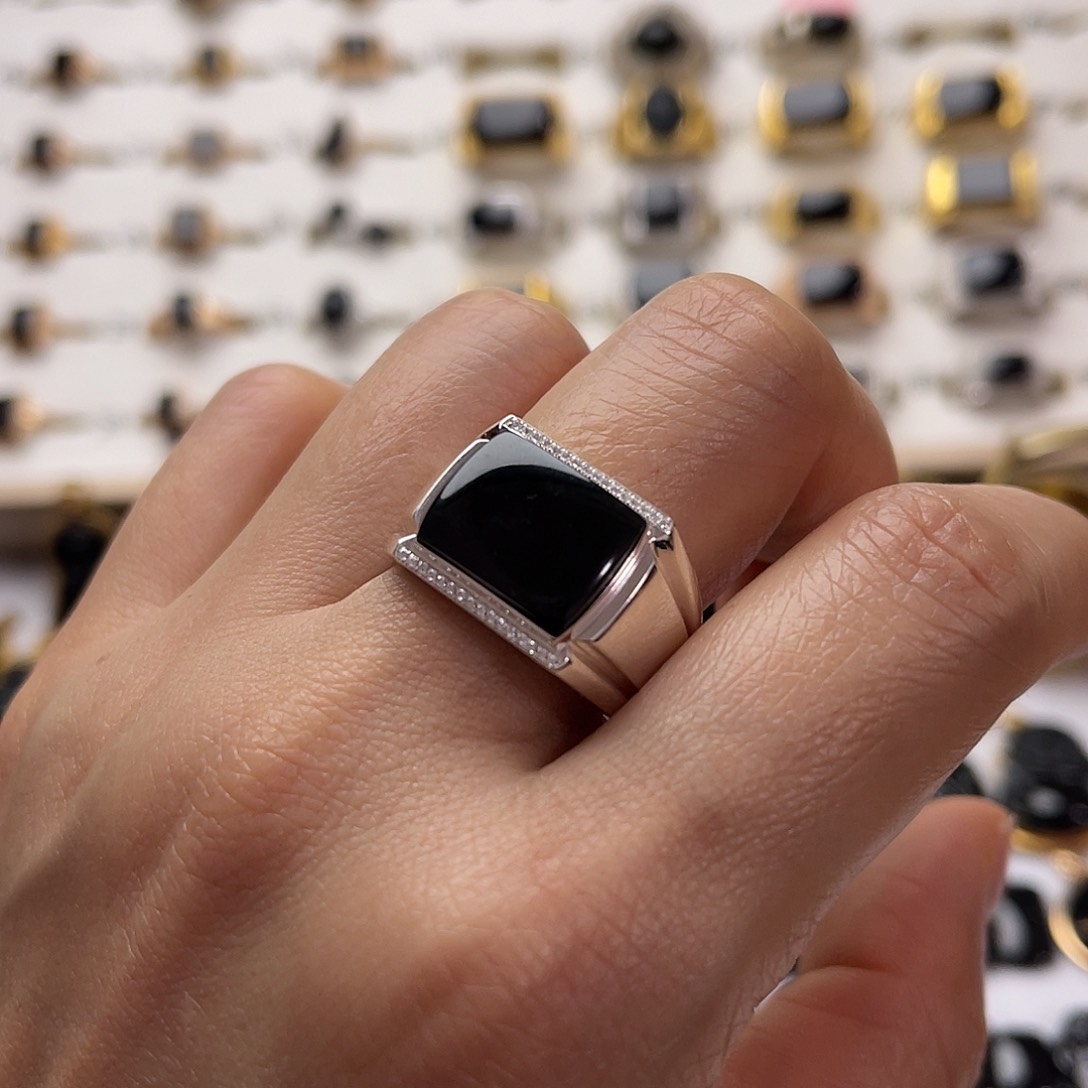 翡翠戒指银S925镶嵌翡翠