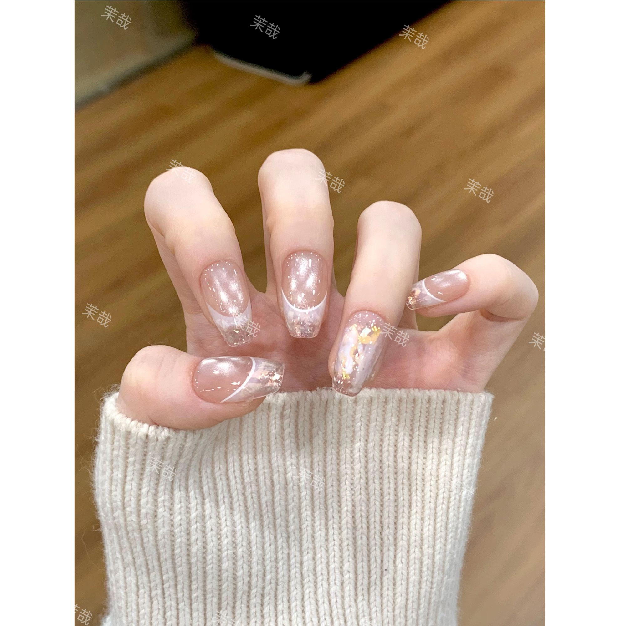 茉哉现货【极光之岛】纯手工定制美甲拆卸穿戴甲A5213