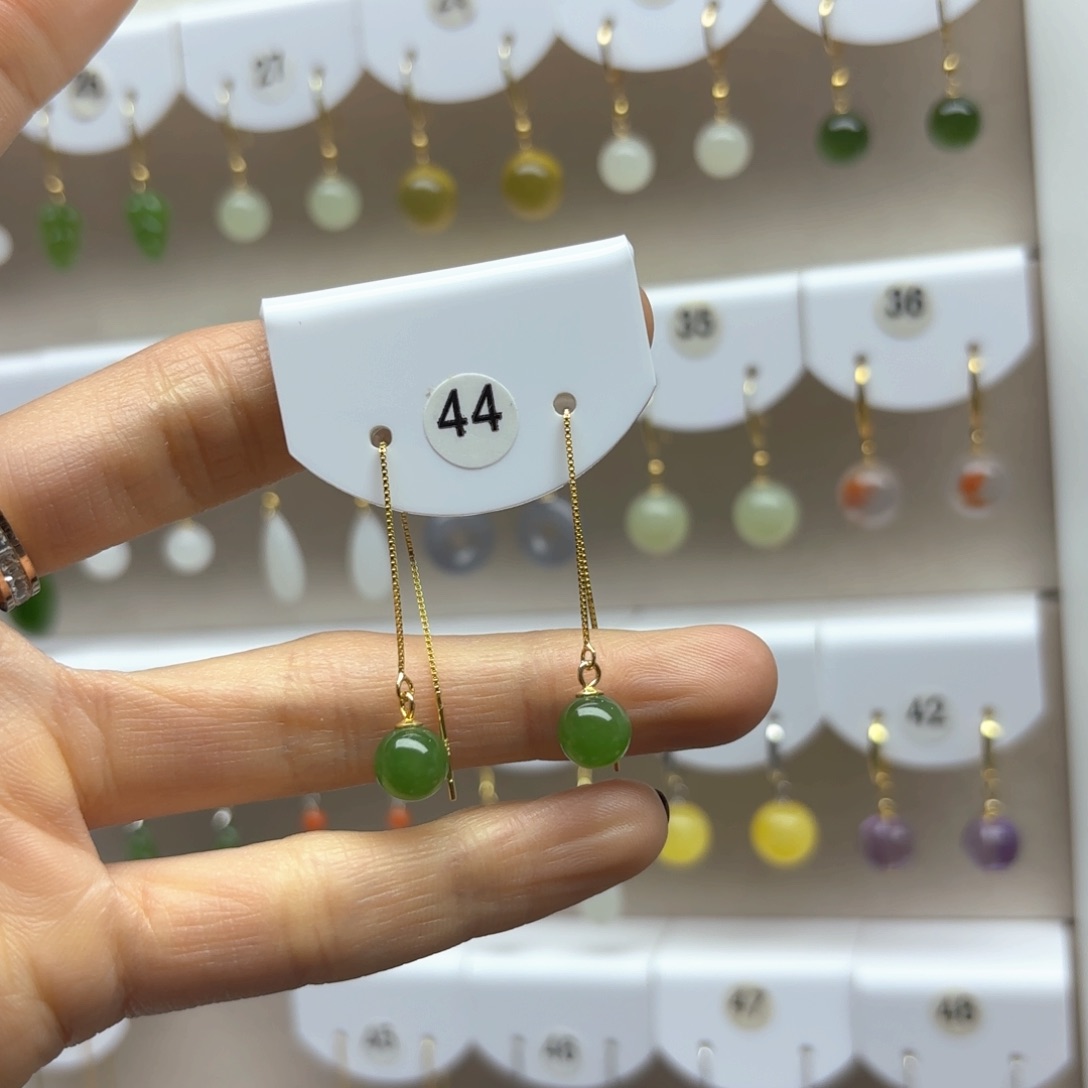 和田玉耳饰银S925镶嵌2