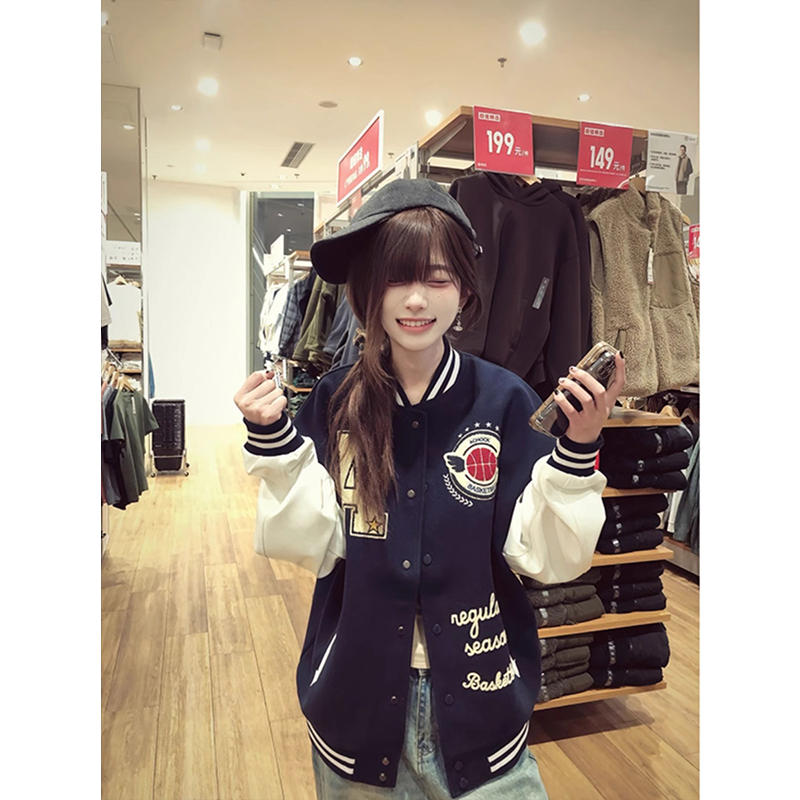 美式复古刺绣棒球服男春秋潮牌高级感情侣外套vintage飞行员夹克