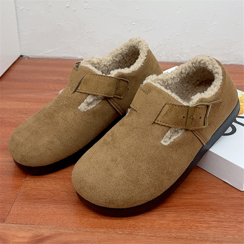 冬季新款老北京棉鞋时尚洋气勃肯女鞋加绒加厚保暖一脚蹬毛毛鞋