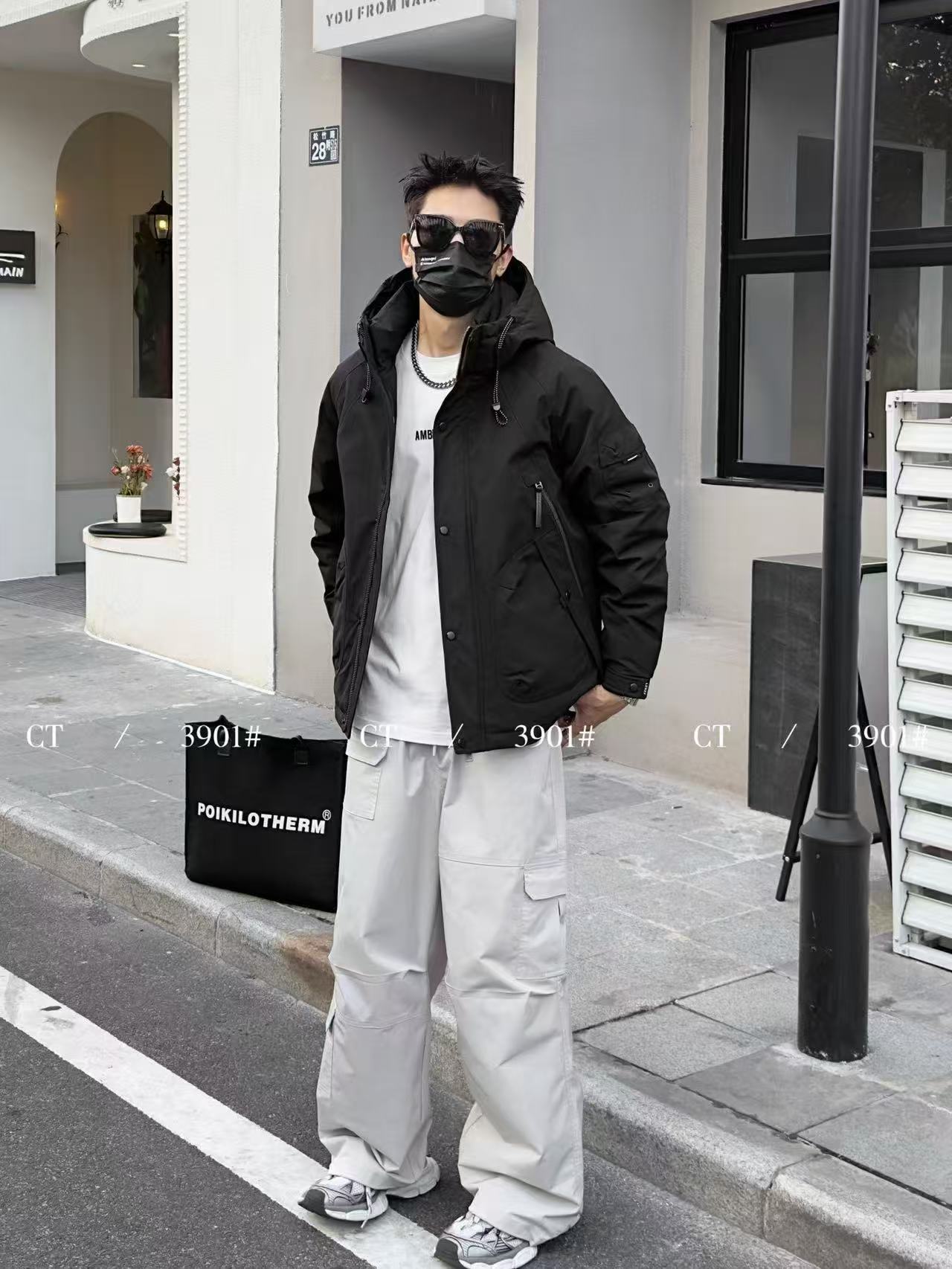 3901潮牌冲锋衣连帽防寒服休闲时尚百搭潮流加厚冬季男士短款