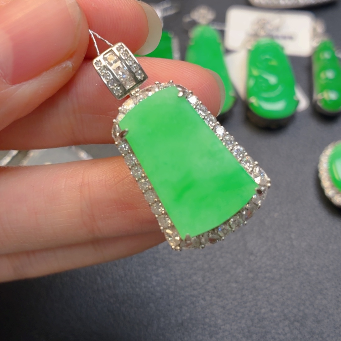 翡翠银S925镶嵌吊坠(不含链)