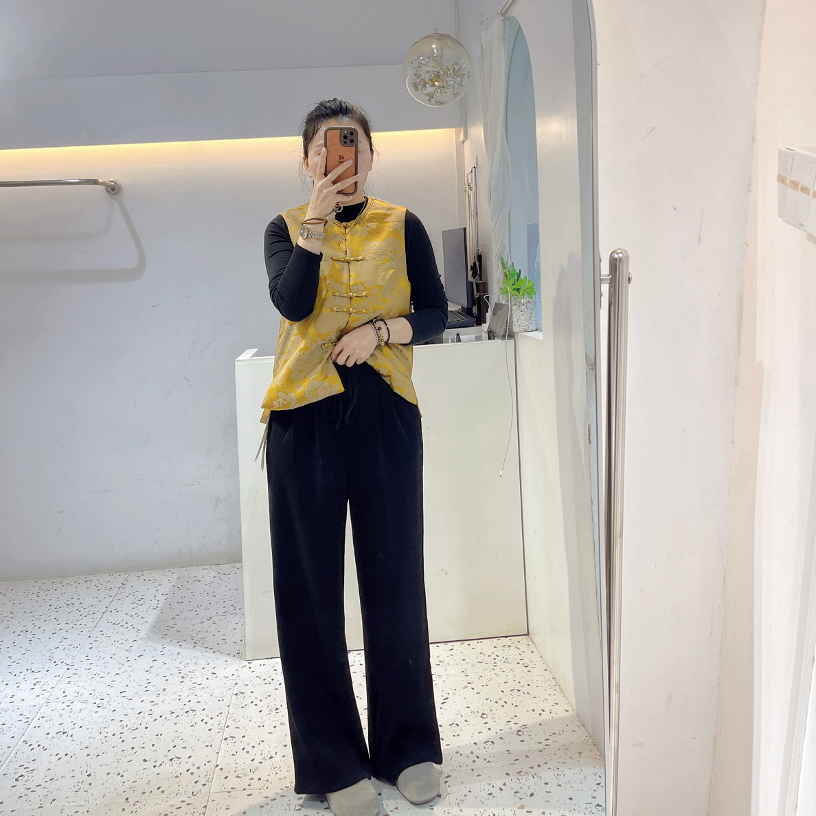 加绒显瘦直筒型阔腿裤羊绒料20789