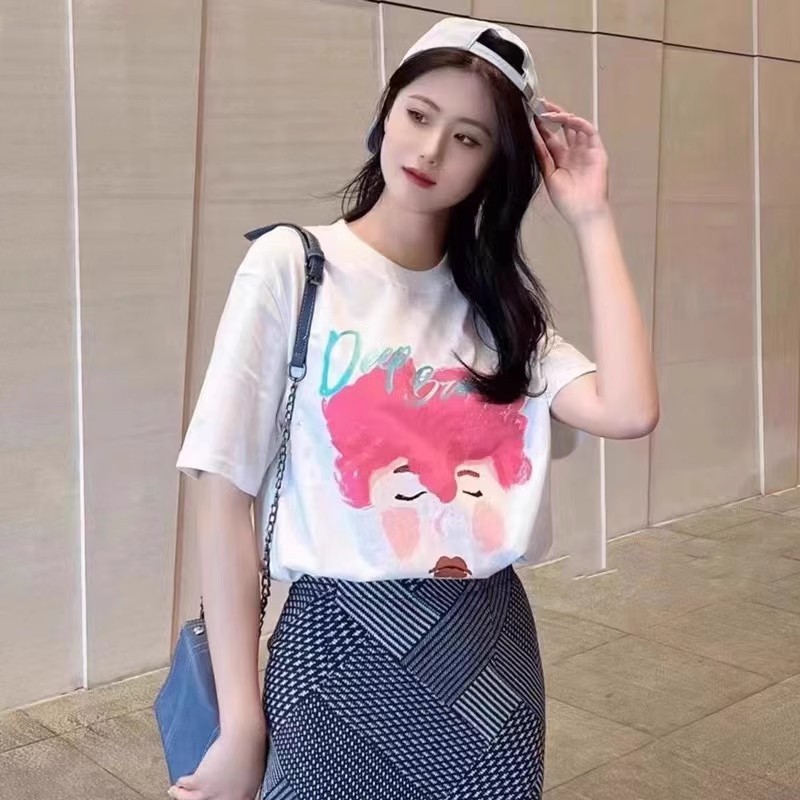 【商场同款】正品夏新款宽松卡通圆领印花字母短袖T恤5300709