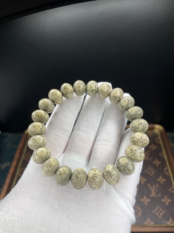 懿缘 特价款13×11石玉料月朗星稀青花苹果珠一物一图星月菩提手串