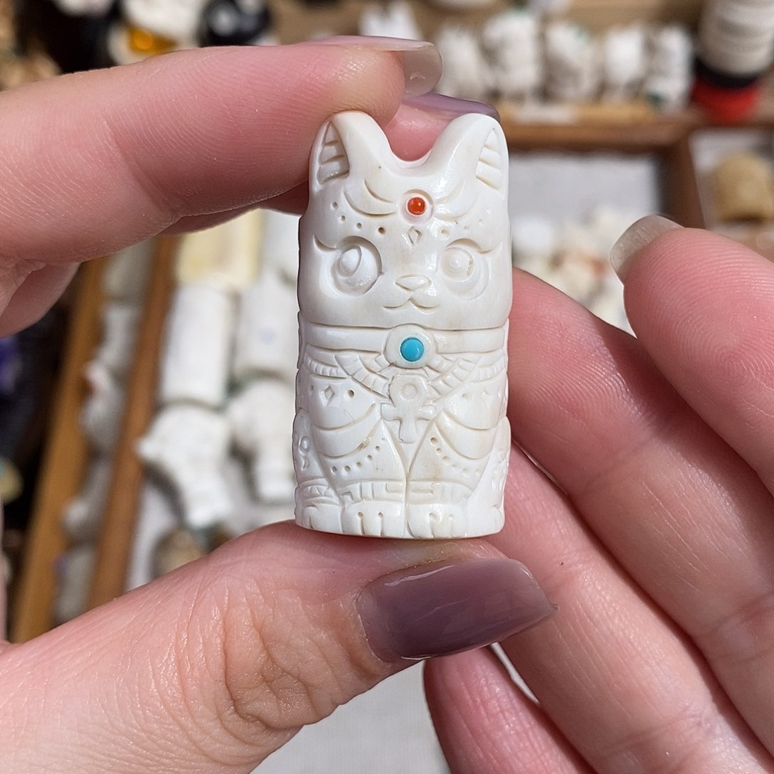 鹿骨把件M18猫神鹿角20.7不退换