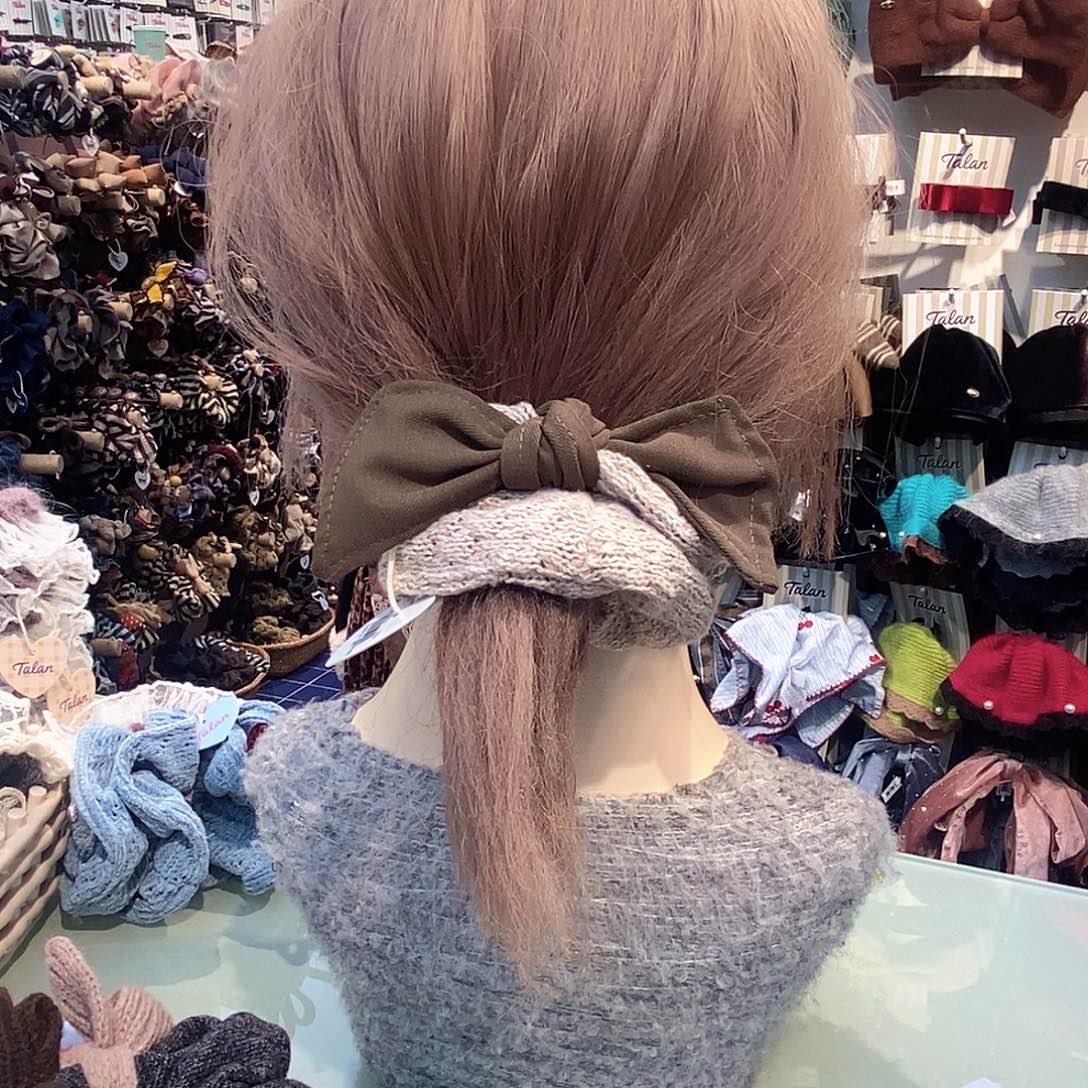 布艺非金属韩版蝴蝶结毛线发圈