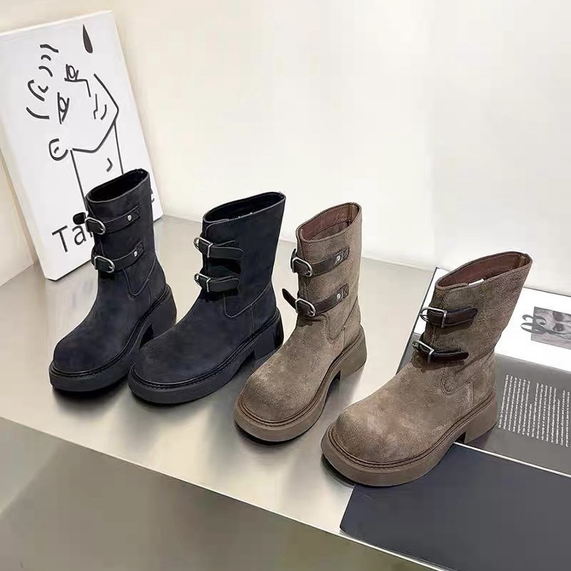 休闲秋冬女士冬季中筒美拉的靴子百搭短靴时装靴A092