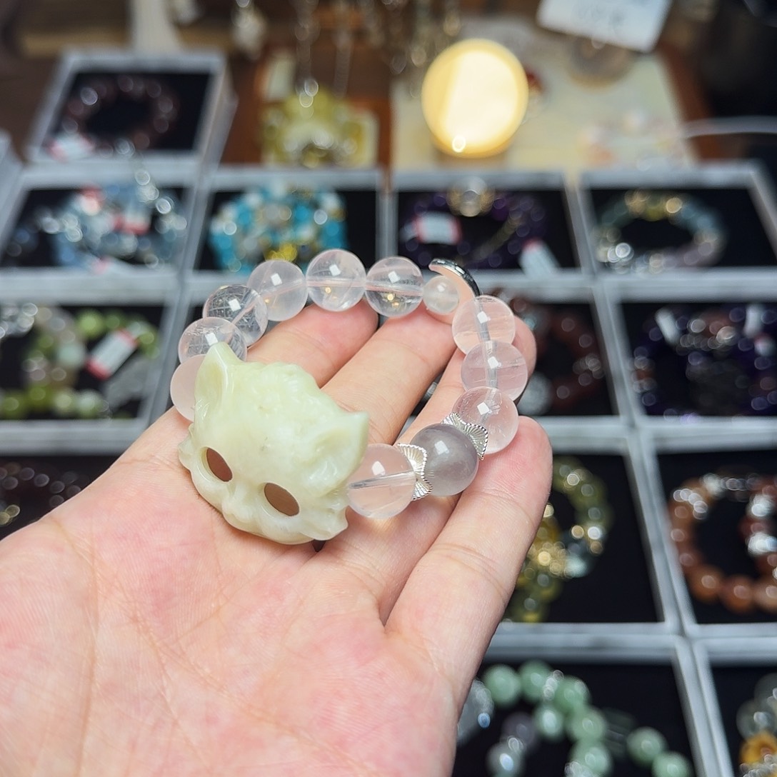 水晶手链合金福利款奶白晶