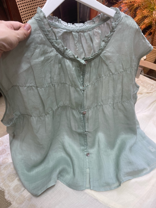 夏季新款文艺宽松棉麻连肩圆领短袖女上衣时尚百搭显瘦