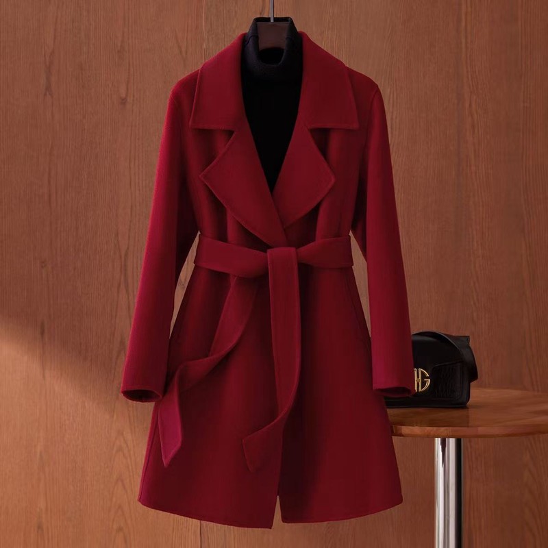 赫本风黑色呢子大衣秋冬季新款双面加厚中长款气质毛呢外套