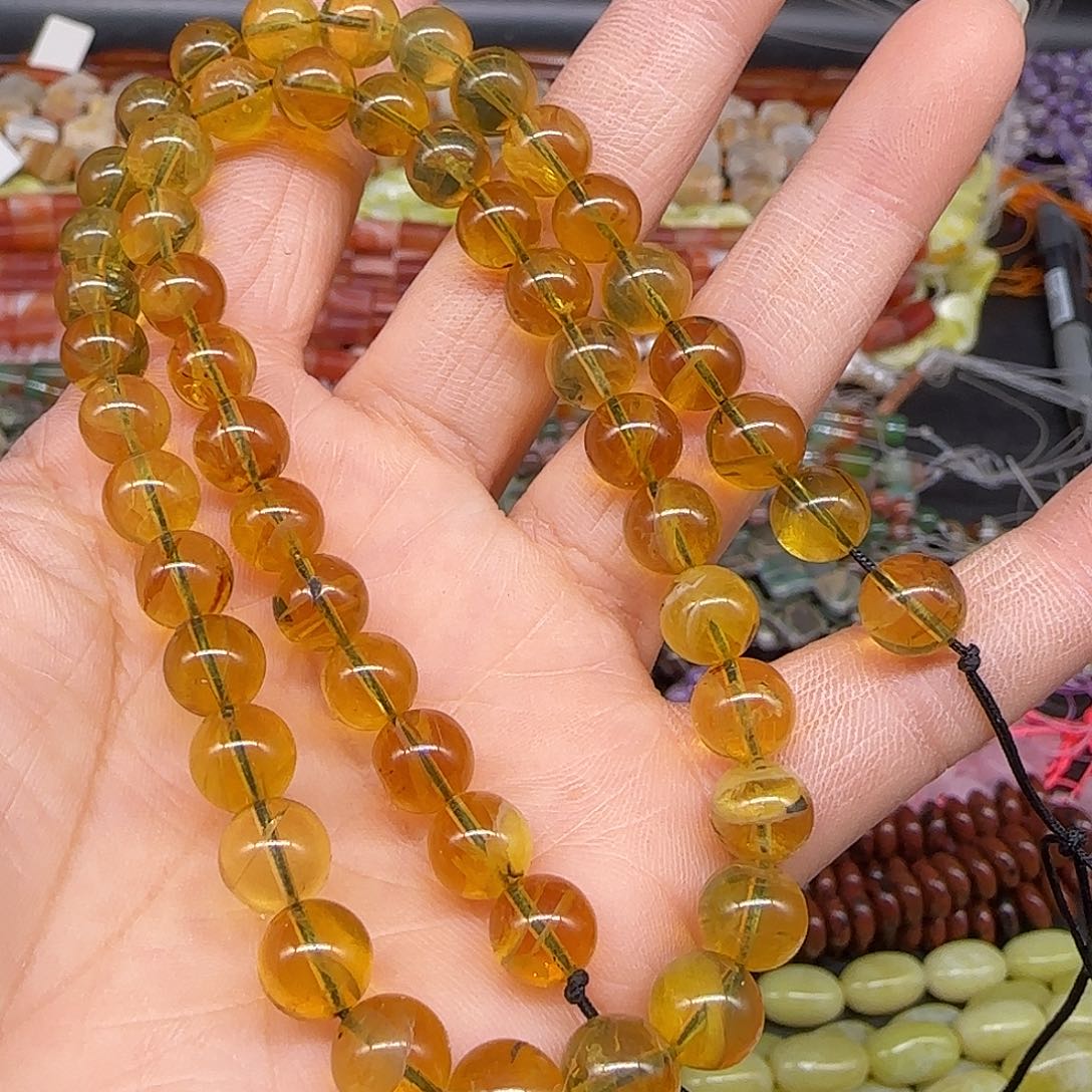 玛瑙/玉髓合金珠宝半成品蓝珀8mm拍两79发一条