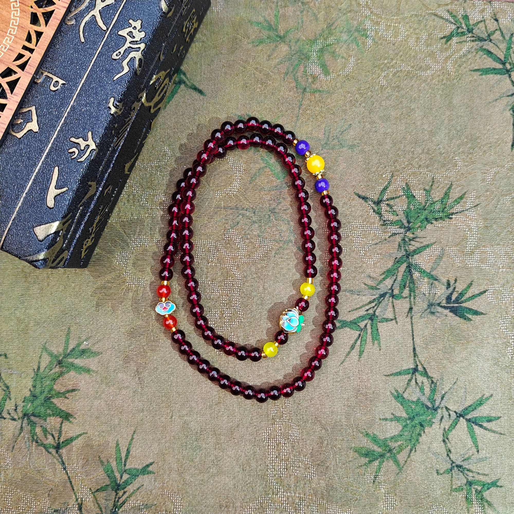 紫乌石榴石莲花祥云多圈J0178无礼盒