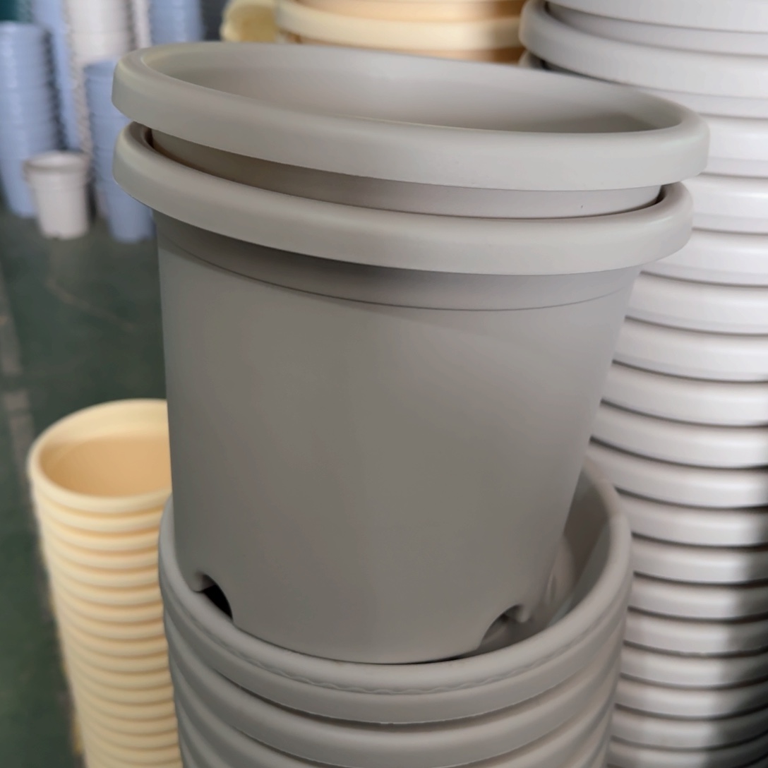 树脂四季盆四季盆3#无拖灰白微瑕10