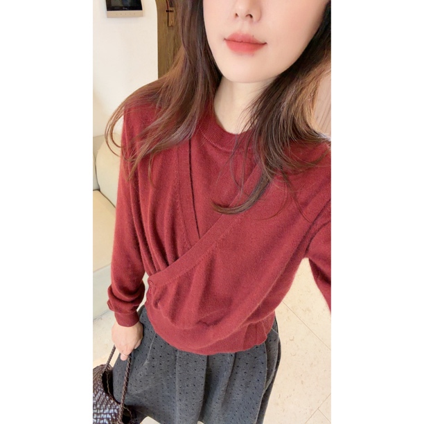 #V领真两件 开衫浣熊毛秋冬新款圆领长袖针织开衫女显瘦百搭上衣