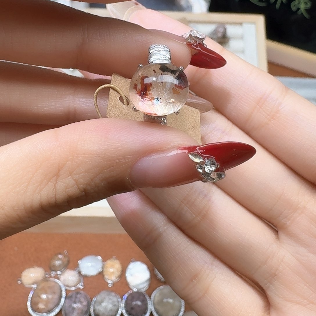 水晶定制款浇花戒指不退换未镶嵌晓*?