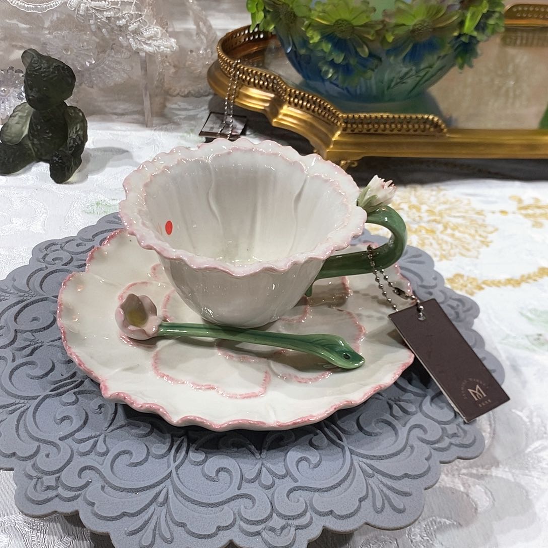 摆件0125骨瓷康乃馨杯碟