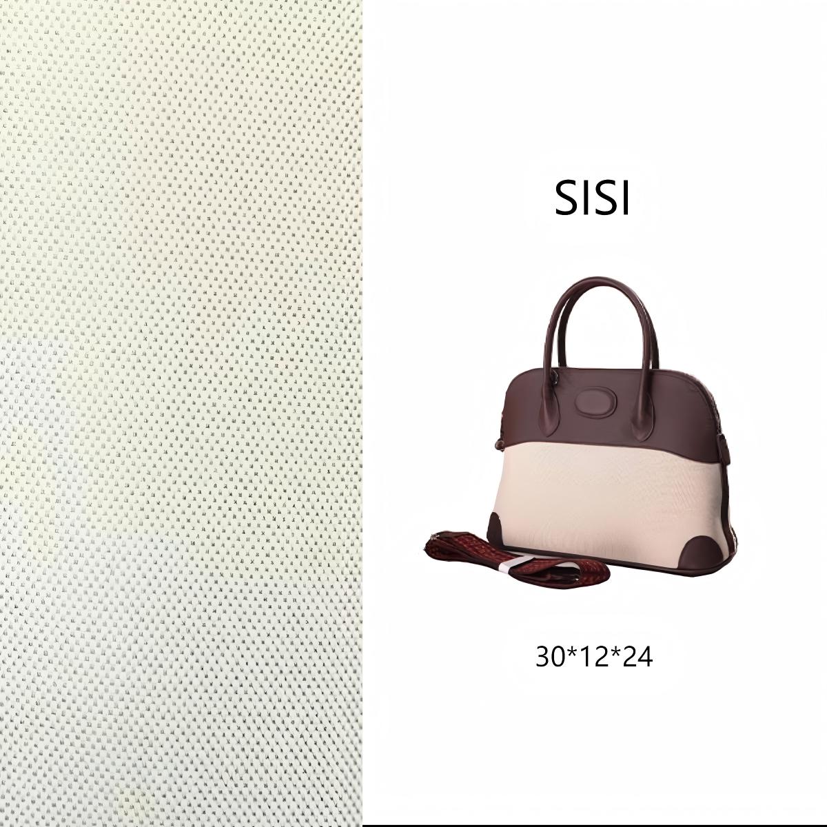 【尺寸：30*12*24】SISI原创设计高定真皮女包 贝壳包-乌木色配帆布