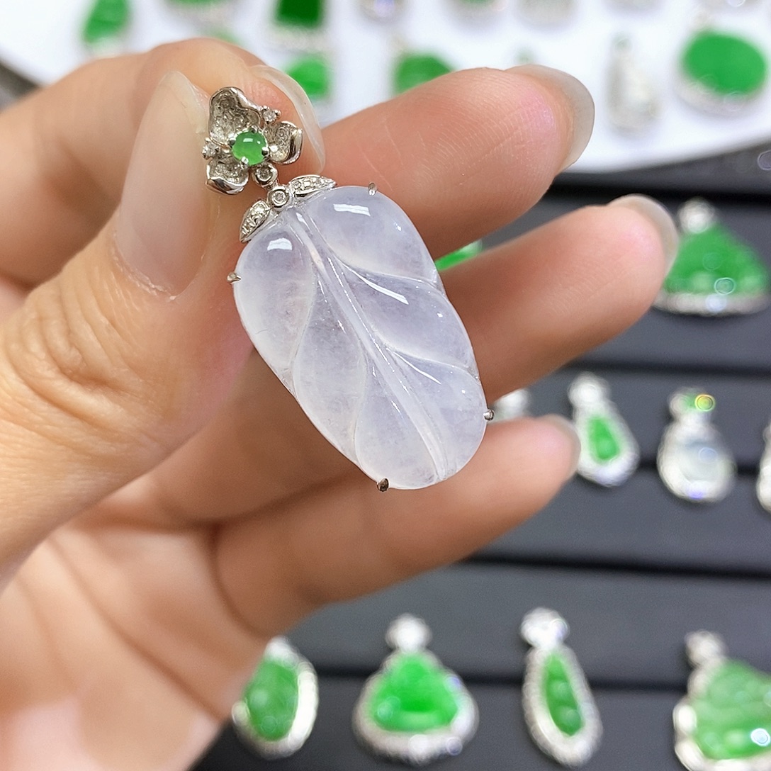 翡翠18K金镶嵌吊坠(不含链)