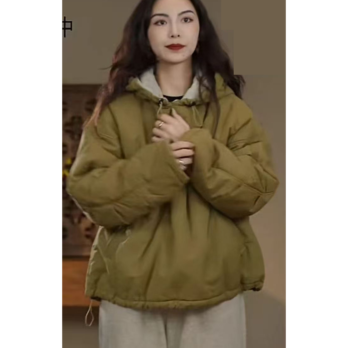 091连帽套头款棉衣女款90-150斤