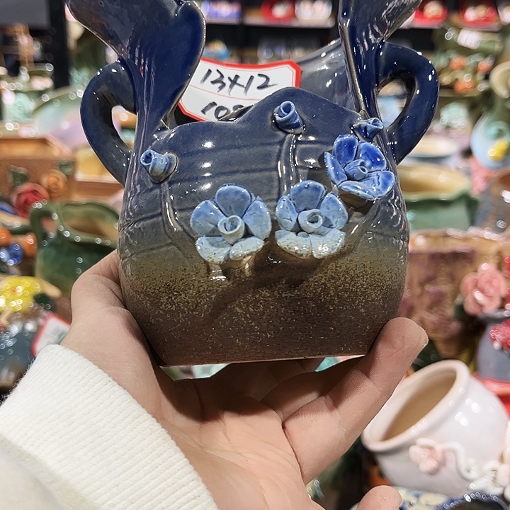 瓷片花盆多肉植物艺术品