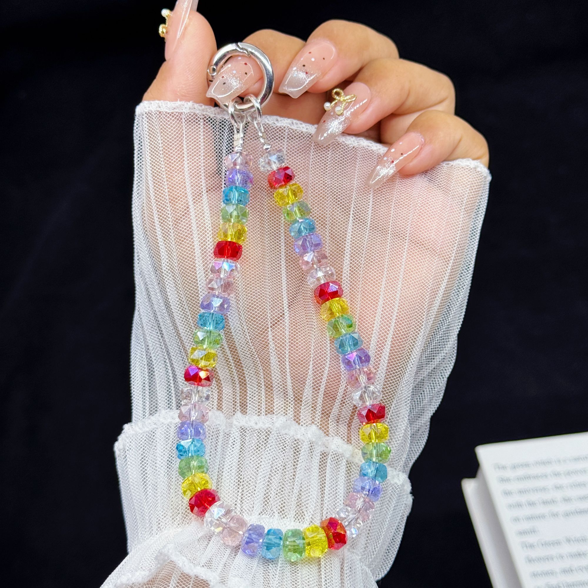 彩虹糖手机挂饰挂件短款时尚防丢手机链包挂件长链包链手机斜挎链