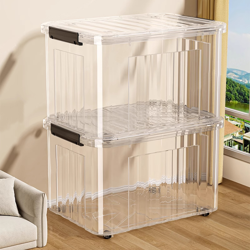 透明书本收纳箱大容量家用多功能储物箱换季收纳搬家防尘收纳箱子