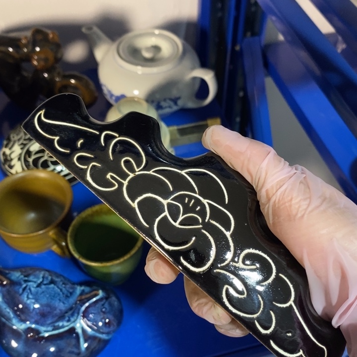 瓷片磁州窑黑刻笔架镇尺长度18.5厘米