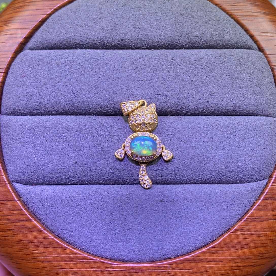 欧泊吊坠(不含链)银S925镶嵌