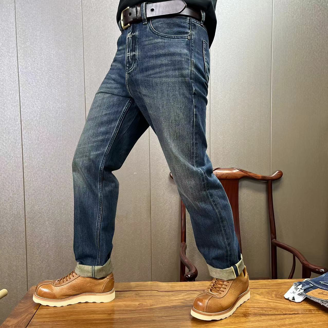 耍裤的华仔经典赤耳单宁牛仔裤907复古直筒百搭男牛仔裤子12oz