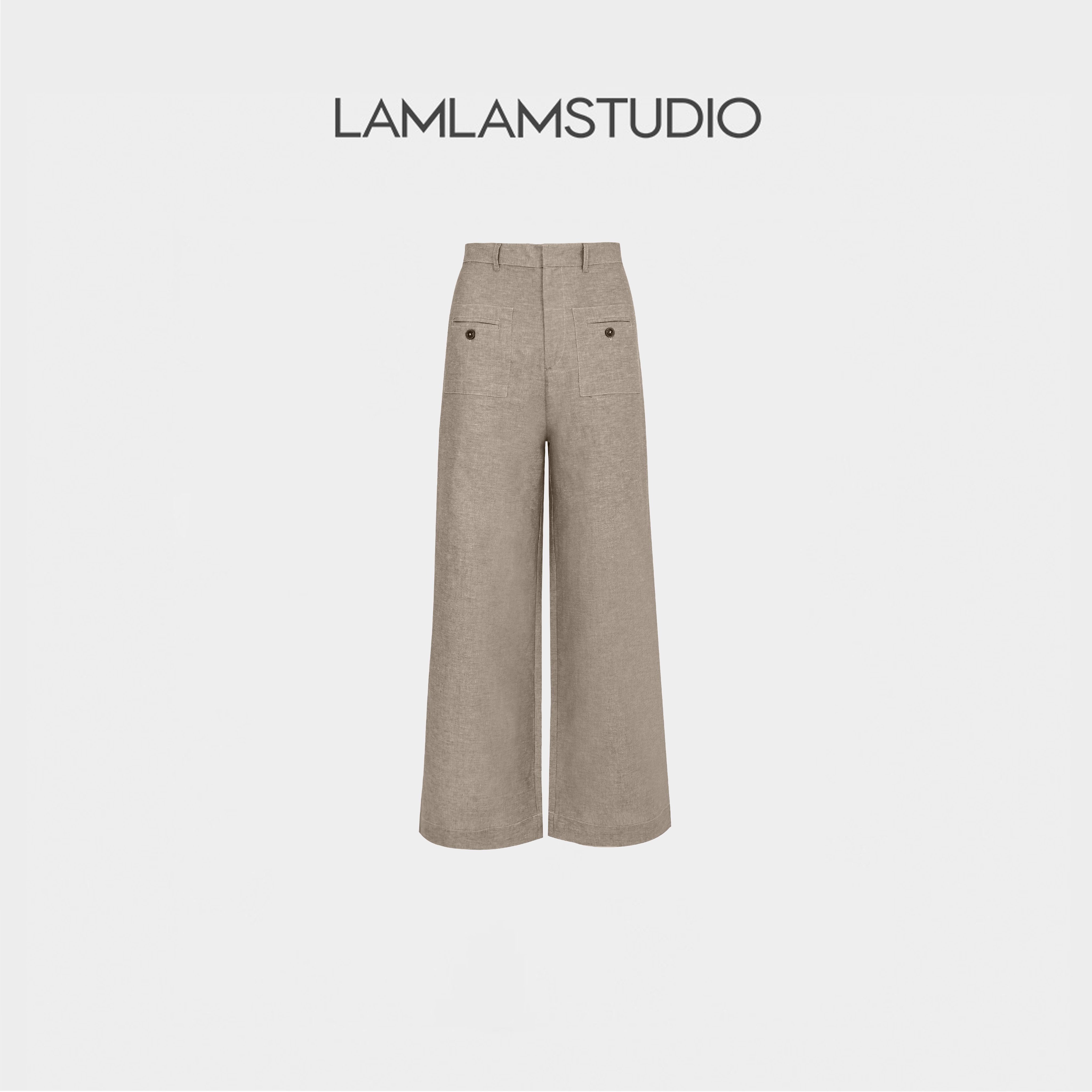 “斜纹亚麻”【亚麻】棉麻简约双口袋直筒休闲裤 张一琳 L256667K