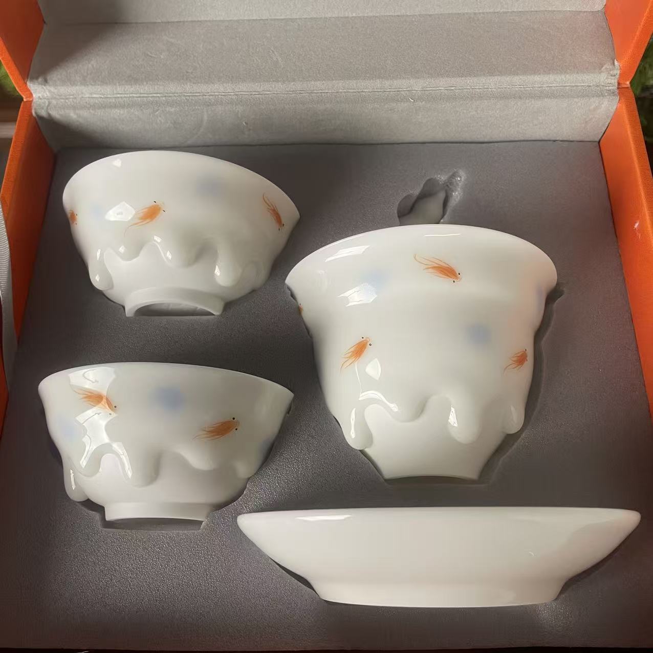 富得流油-葫芦盖碗＋2葫芦杯-小鱼AA1157