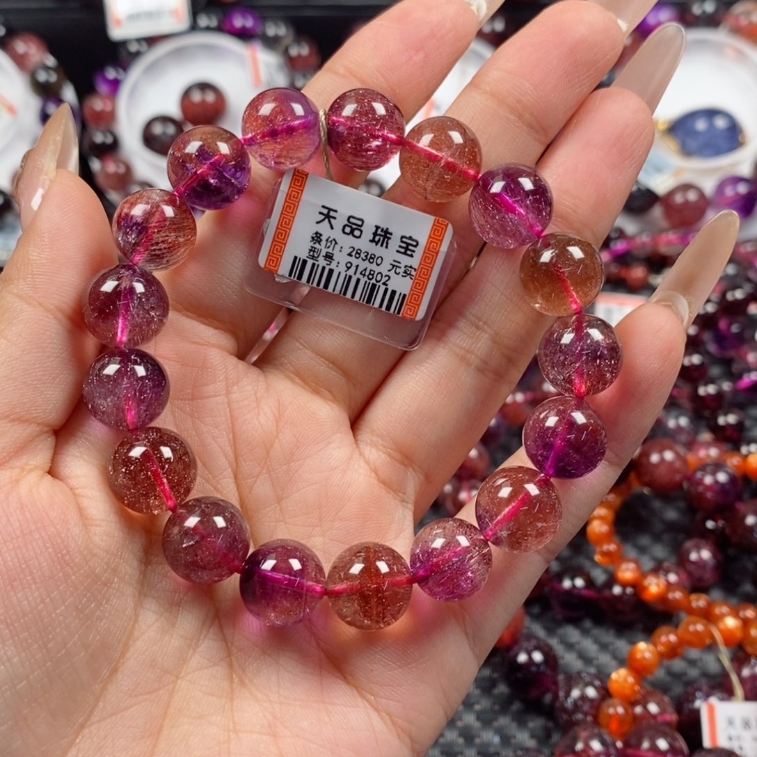 水晶手链未镶嵌乌***朵紫红橘914802