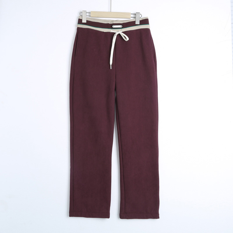 K0011新款秋冬加绒加厚高腰窄版直筒裤女宽松高腰显瘦百搭休闲