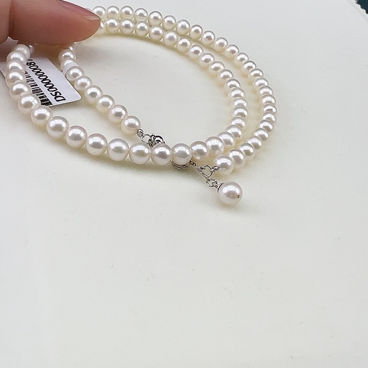 淡水珍珠银S925镶嵌项链➕5.6极光炫彩