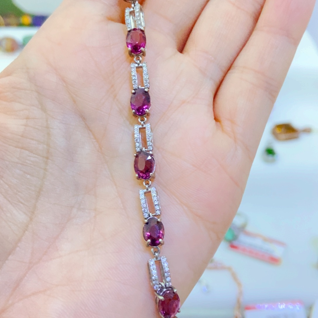 银S925镶嵌手链碧玺