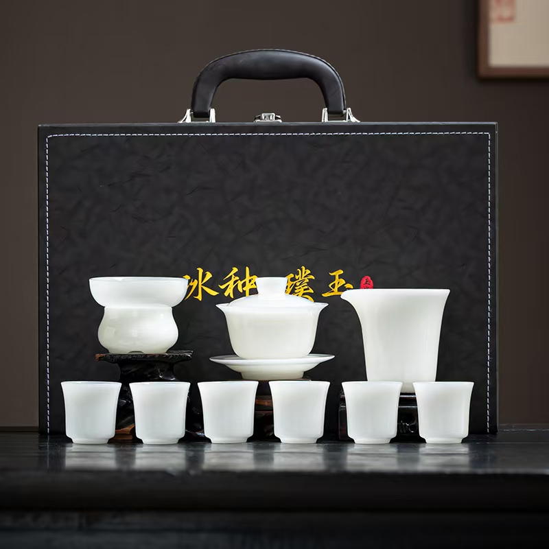 冰种璞玉功夫茶具套装家用泡茶高档轻奢适合办公会客