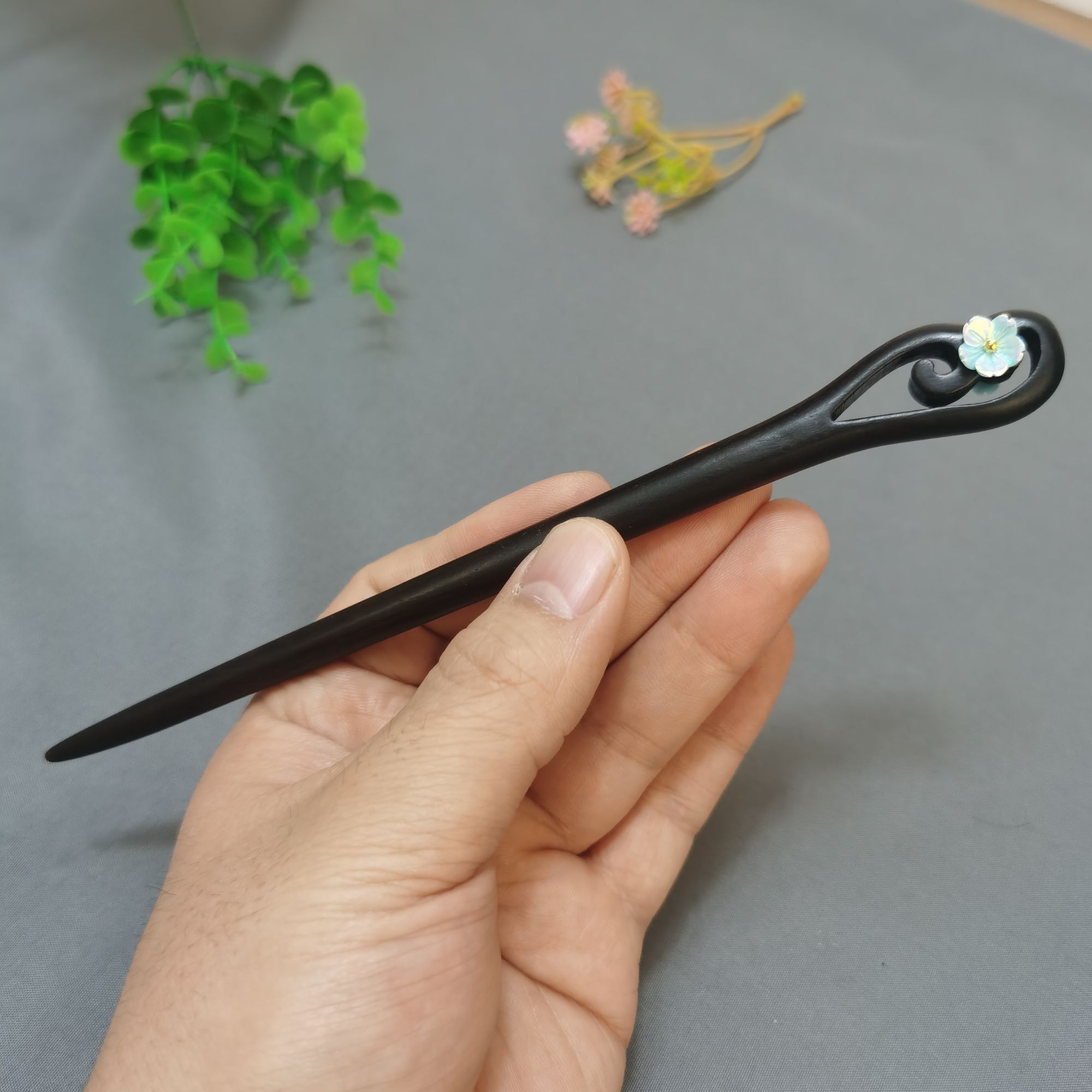 18厘米黑檀木发簪简约古风配饰头饰发饰新中式盘发簪簪子发钗配饰