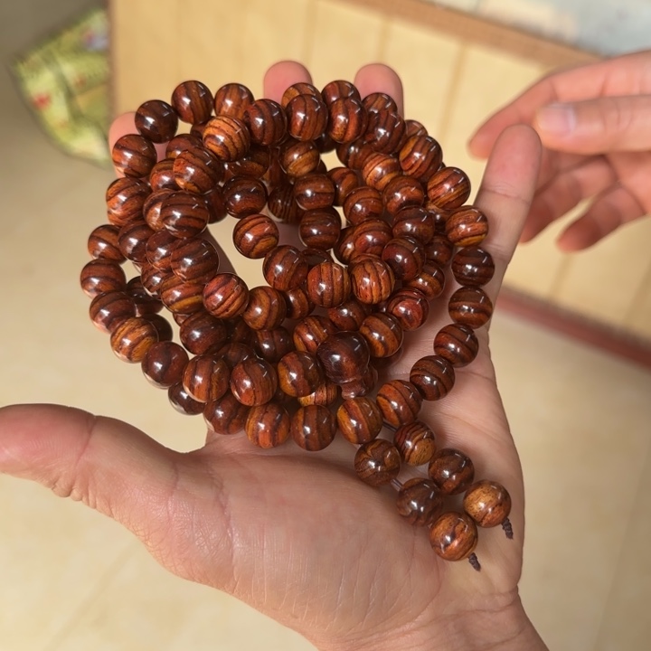 手串/手链黄花梨/降香黄檀1.2x108虎皮纹珠388