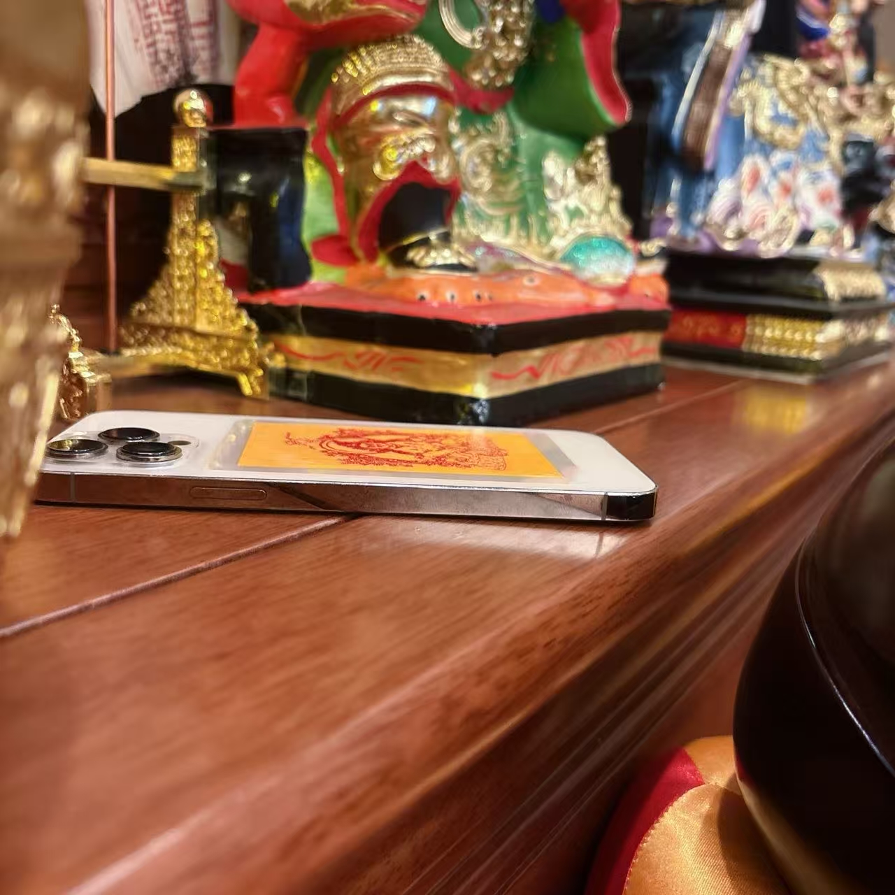 天然辰砂已Kai 朱砂手绘手机贴 黄财  X104